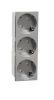 Triple socket outlet, 16A, 250VAC, aluminium, for built-in, schuko, New Unica, NU307630