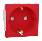 Single socket outlet, 16A, 250VAC, red, for built-in, schuko, New Unica, NU303703