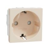 Single socket outlet, 16A, 250VAC, cream, for built-in, schuko, New Unica, NU303744