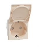 Single socket outlet, 16A, 250VAC, cream, for built-in, schuko, New Unica, NU303744TA