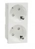 Double socket outlet, 16A, 250VAC, white, for built-in, schuko, New Unica, NU306618 
