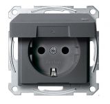 Single socket outlet, 16A, 250VAC, anthracite, for built-in, schuko, System M, IP44, MTN2414-0414