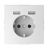 Single socket outlet, 16A, 250VAC, white, for built-in, schuko, 2xUSB-A, Merten, MTN2366-6035
