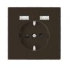Single socket outlet, 16A, 250VAC, mocca, for built-in, schuko, 2xUSB-A, Merten, MTN2366-6052
