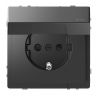 Single socket outlet, 16A, 250VAC, anthracite, for built-in, schuko, System M, IP44, MTN2314-6034 
