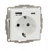 Електрически контакт, 16A, 250VAC, единичен, бял, за вграждане, шуко, USB-A+C, Merten, MTN2367-0325
