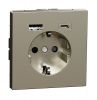 Електрически контакт, 16A, 250VAC, единичен, никел, за вграждане, шуко, USB-A+C, Merten, MTN2367-6050
