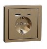 Single socket outlet, 16A, 250VAC, champagne, for built-in, schuko, USB-A+C, Merten, MTN2367-6051
