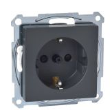 Single socket outlet, 16A, 250VAC, anthracite, for built-in, schuko, Merten, MTN2400-0414