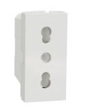 Single power socket, 16A, 250VAC, white, for built-in, italian standard, New Unica, NU302318