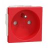 Single socket outlet, 16A, 250VAC, red, for built-in, french standard, NU303903E 
