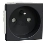 Single socket outlet, 16A, 250VAC, anthracite, for built-in, french standard, NU303954E