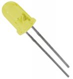 LED диод, жълт, ф5x9mm, 460~600mcd, 20mA, 150°, изпъкнал, THT