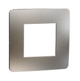 Frame, 1-gang, color light aluminium/white, New Unica, Schneider Electric, NU280255M