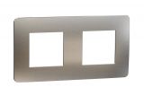 Frame, 2-gang, color light aluminium/white, New Unica, Schneider Electric, NU280455M