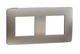 Frame, 2-gang, color light aluminium/black, New Unica, Schneider Electric, NU280456M