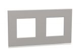 Frame, 2-gang, color aluminium, New Unica, Schneider Electric, NU600480