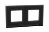 Frame, 2-gang, color black glass, New Unica, Schneider Electric, NU600486
