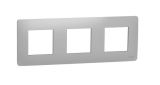 Frame, 3-gang, color aluminium, New Unica, Schneider Electric, NU200630