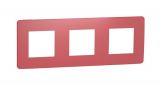 Frame, 3-gang, color red/white, New Unica, Schneider Electric, NU280613