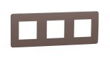 Рамка, три гнезда, цвят шоколад/бял, New Unica, Schneider Electric, NU280616