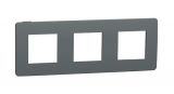 Рамка, три гнезда, цвят тъмно сив/черен, New Unica, Schneider Electric, NU280622