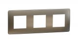 Frame, 3-gang, color bronze/white, New Unica, Schneider Electric, NU280450M