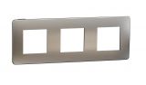 Frame, 3-gang, color light aluminium/black, New Unica, Schneider Electric, NU280656M