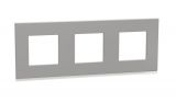 Frame, 3-gang, color aluminium, New Unica, Schneider Electric, NU600680