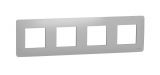 Frame, 4-gang, color aluminium, New Unica, Schneider Electric, NU200830