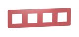 Frame, 4-gang, color red/white, New Unica, Schneider Electric, NU280813