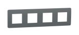 Frame, 4-gang, color dark gray/white, New Unica, Schneider Electric, NU280821