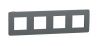 Frame, 4-gang, color dark gray/black, New Unica, Schneider Electric, NU280822
