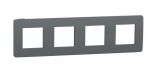 Рамка, четири гнезда, цвят тъмно сив/черен, New Unica, Schneider Electric, NU280822