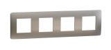Frame, 4-gang, color light aluminium/white, New Unica, Schneider Electric, NU280855M