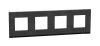 Frame, 4-gang, color black slate, New Unica, Schneider Electric, NU600887
