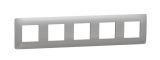 Frame, 5-gang, color aluminium, New Unica, Schneider Electric, NU201030