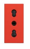 Електрически контакт, 16A, 250VAC, единичен, червен, за вграждане, италиански стандарт, R4180R