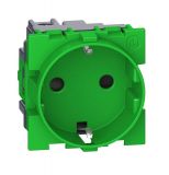 Електрически контакт, 16A, 250VAC, единичен, зелен, за вграждане, шуко, KV4141