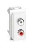 Socket for audio, double, RCA, for built-in, white, Living Now, Bticino, KW4269R