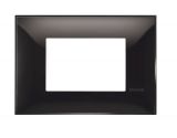 Frame, Bticino, Classia, 3 modules, color black gloss, R4803BC