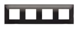 Frame, 4-gang Bticino, Classia, 8 modules, color black gloss, R4802M4BC