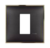 Frame, Bticino, Classia, one module, color black gold, R4801BD