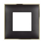 Frame, Bticino, Classia, 2  modules, color black gold, R4802BD