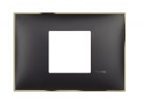 Frame, Bticino, Classia, 2  modules, color black gold, R4819BD