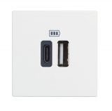 Розетка USB-A+C, двойна, 3A, 15W, за вграждане, цвят бял, Bticino, Classia, RW4287C2