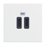 Socket USB-C, dual, 3A, 15W, build-in, color white, Bticino, Classia, RW4286C2