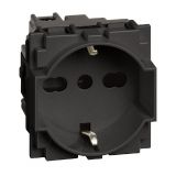 Single power socket, 16A, 250VAC, black, built-in, shuko/italian, KG4140A16