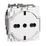 Single power socket, 16A, 250VAC, white, built-in, shuko/italian, KW4140A16F