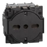 Single power socket, 16A, 250VAC, black, built-in, shuko/italian, KG4140A16F